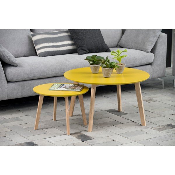 Žltý odkladací stolík Actona Molina, ⌀ 50 cm-image-1