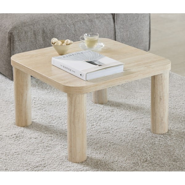 Béžový konferenčný stolík v dekore mramoru 60x60 cm Solano – Actona-image-1