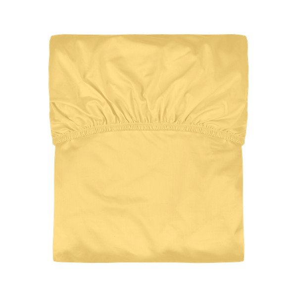 Žltá napínacia bavlnená plachta 180x200 cm Oba – noo.ma