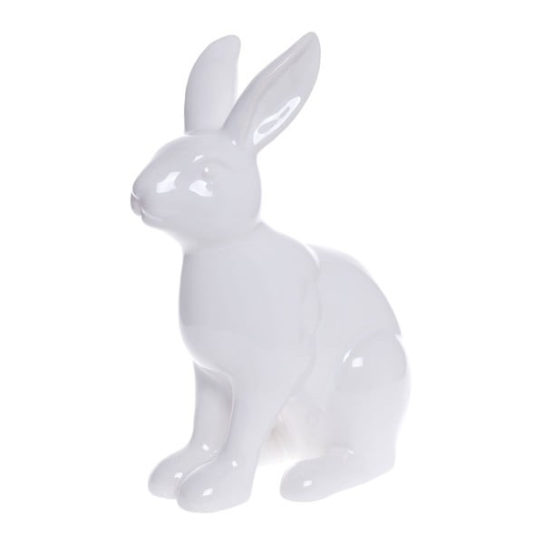 Biela keramická dekoratívna soška Ewax Rabbit Jump, výška 12 cm