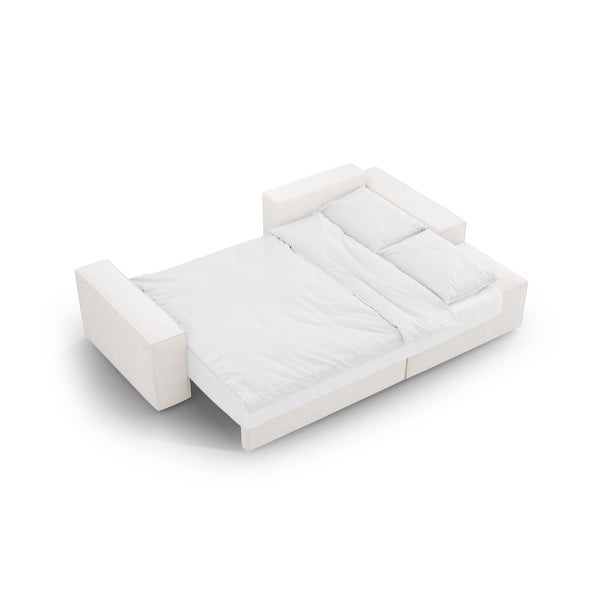 Biela rozkladacia rohová pohovka z textílie bouclé (pravý roh) Jodie – Micadoni Home-image-4