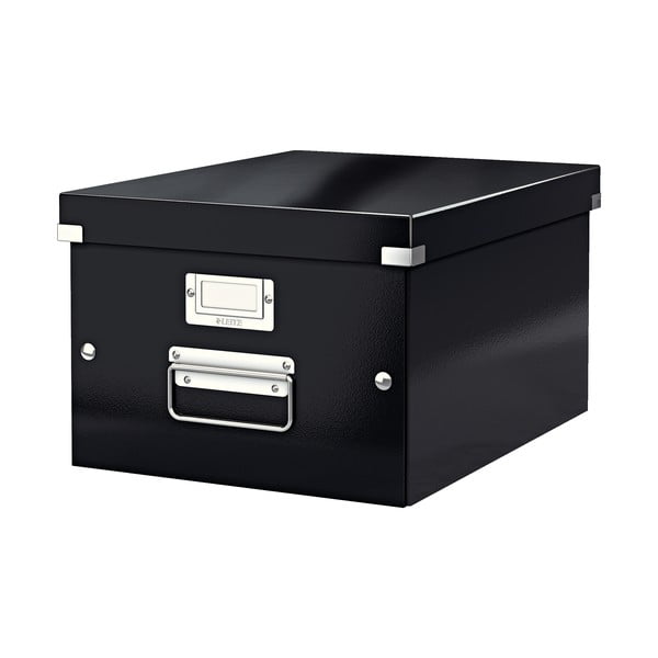 Čierny kartónový úložný box s vekom 28x37x20 cm Click&Store – Leitz