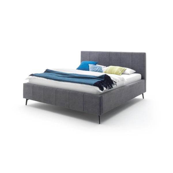 Antracitová čalúnená dvojlôžková posteľ s úložným priestorom s roštom 160x200 cm Lizzano – Meise Möbel-image-4