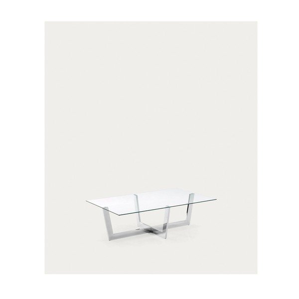 Konferenčný stolík so sklenenou doskou v striebornej farbe 70x120 cm Plam – Kave Home-image-2