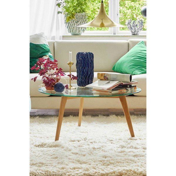 Okrúhly konferenčný stolík z dubového dreva v prírodnej farbe ø 90 cm Malevik – Jotex-image-3