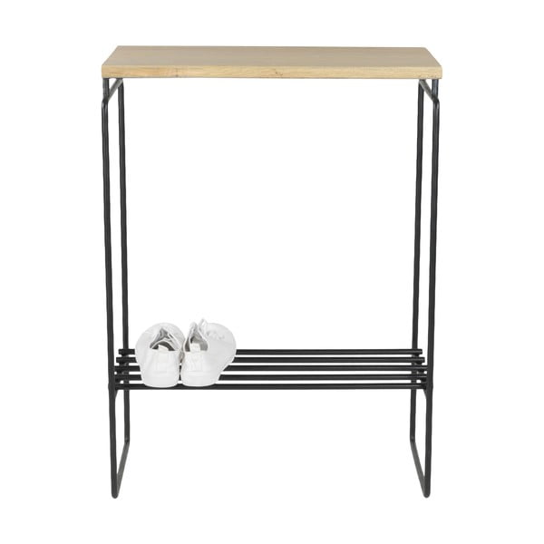 Konzolový stolík v čierno-prírodnej farbe s doskou z dubového dreva 29x57 cm Clint – Spinder Design