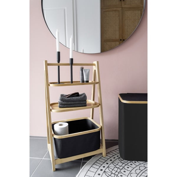 Čierny/prírodný bambusový kúpeľňový regál 44x80 cm Ecori - Wenko-image-3