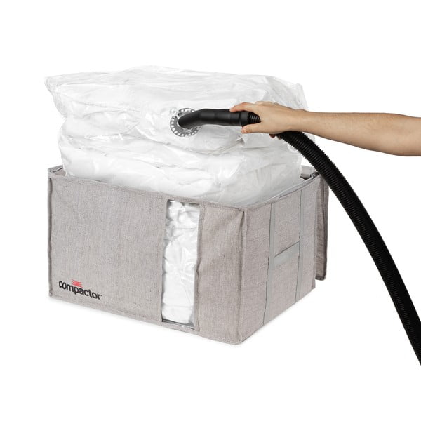 Sivý kompresný úložný box Compactor Oxford, 210 l