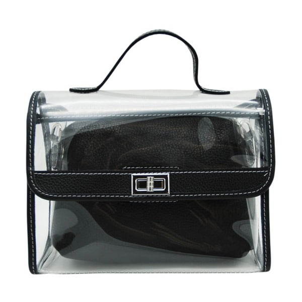 Čierna kabelka z pravej kože Andrea Cardone Transpa Mini