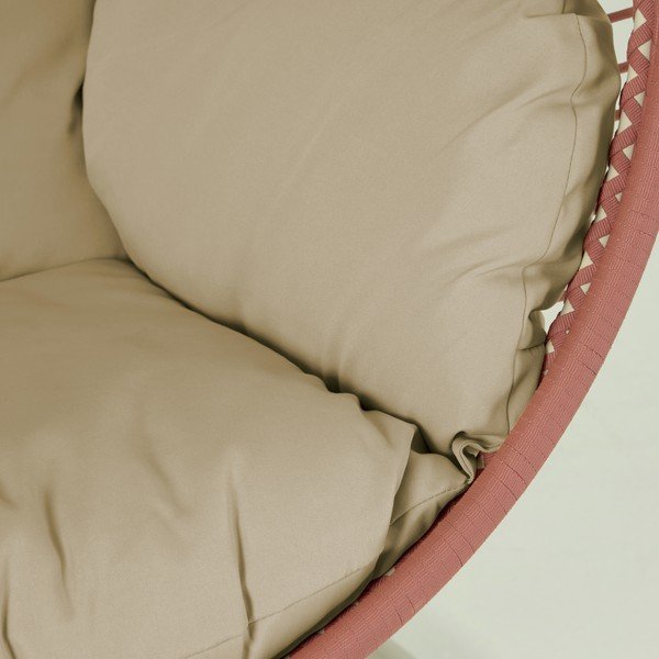 Závesné záhradné kreslo s výpletom v terakotovej farbe so stojanom Kave Home Elianis-image-1