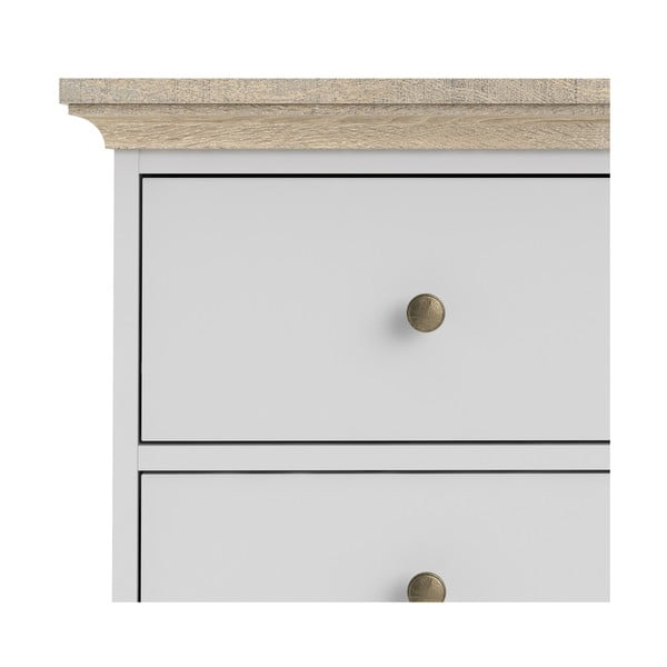 Biela komoda s detailmi v dubovom dekore Tvilum Paris, 96 x 140 cm-image-1