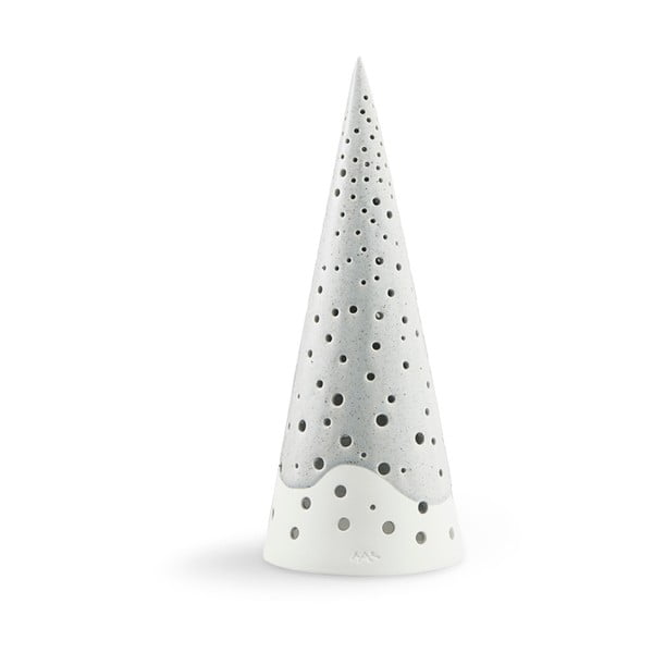 Sivý vianočný svietnik z kostného porcelánu Kähler Design Nobili, výška 25,5 cm