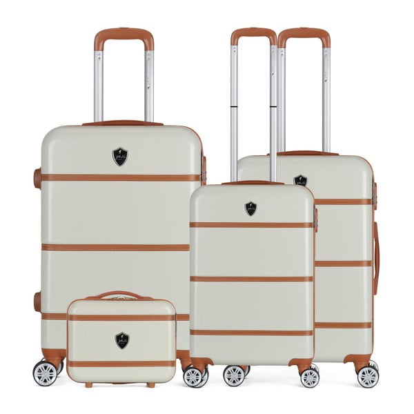 Sada 4 béžových cestovných kufrov na kolieskach GENTLEMAN FARMER Integre & Vanity Duro