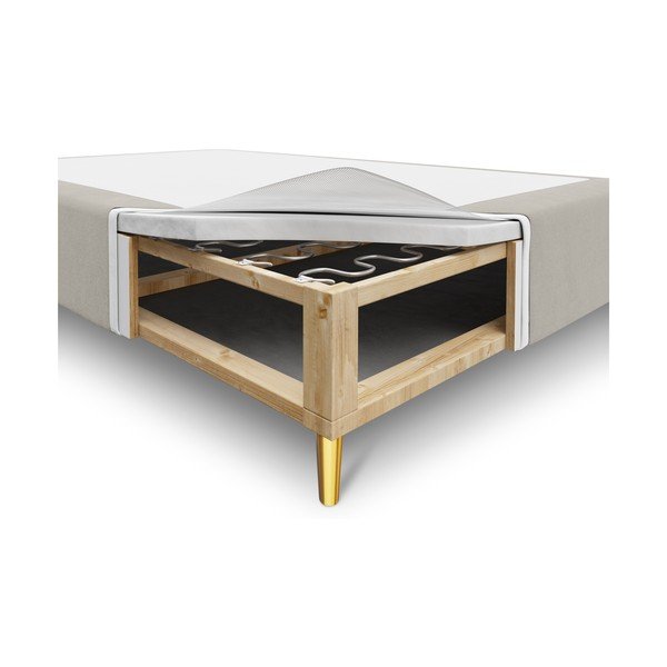 Béžová zamatová dvojlôžková posteľ Milo Casa Lia, 160 x 200 cm-image-2