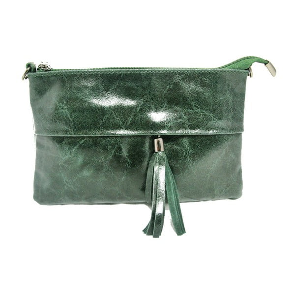 Zelená kožená listová kabelka Luciano Calboni Giulia