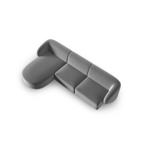 Sivá zamatová rohová pohovka (ľavý roh/s leňoškou) Paolo – Milo Casa-image-2