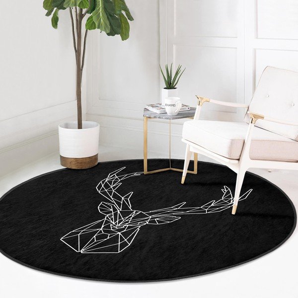 Čierny prateľný okrúhly koberec vhodný pre robotické vysávače ø 100 cm Comfort – Mila Home-image-2