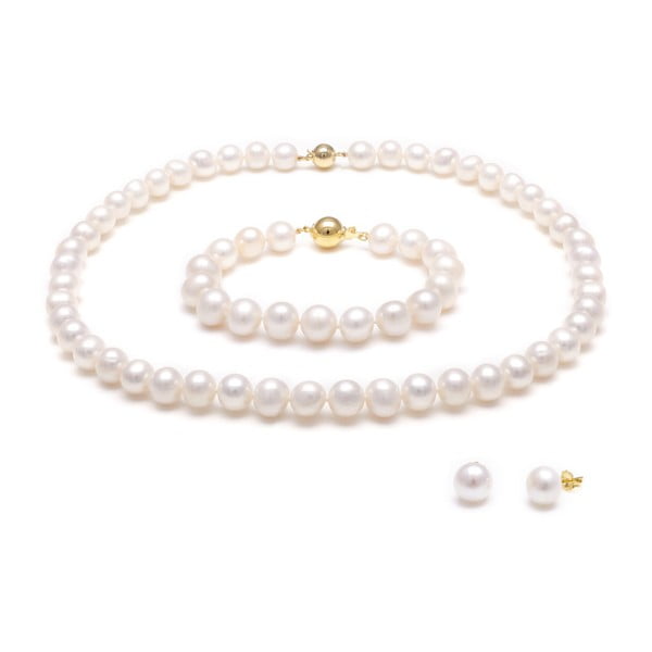 Set bielych perlových šperkov GemSeller Coen