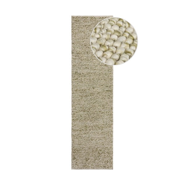 Kaki ručne tkaný behúň s prímesou vlny 60x230 cm Minerals – Flair Rugs