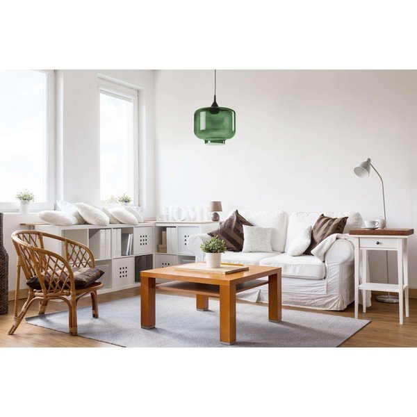 Čierne závesné svietidlo so zeleným skleneným tienidlom Tierra Bella Ambar, ø 25 cm-image-1