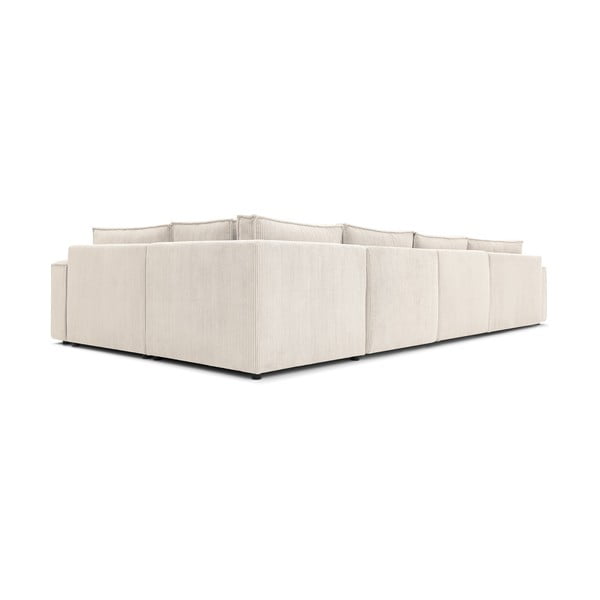 Krémovobiela menčestrová rohová pohovka (pravý roh) Nihad modular – Bobochic Paris-image-4