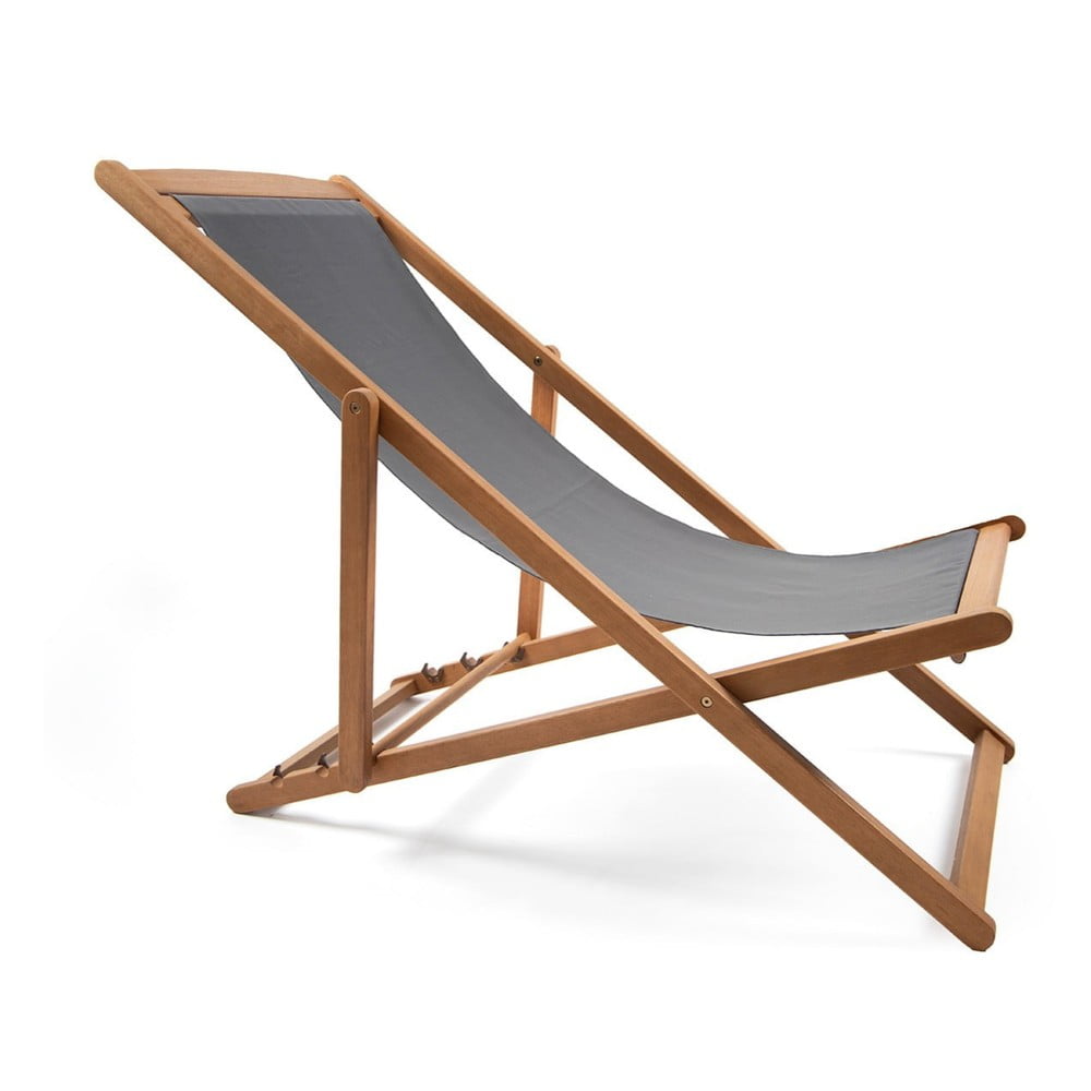 Sivé skladacie záhradné ležadlo z akáciového dreva Bonami Essentials Deck