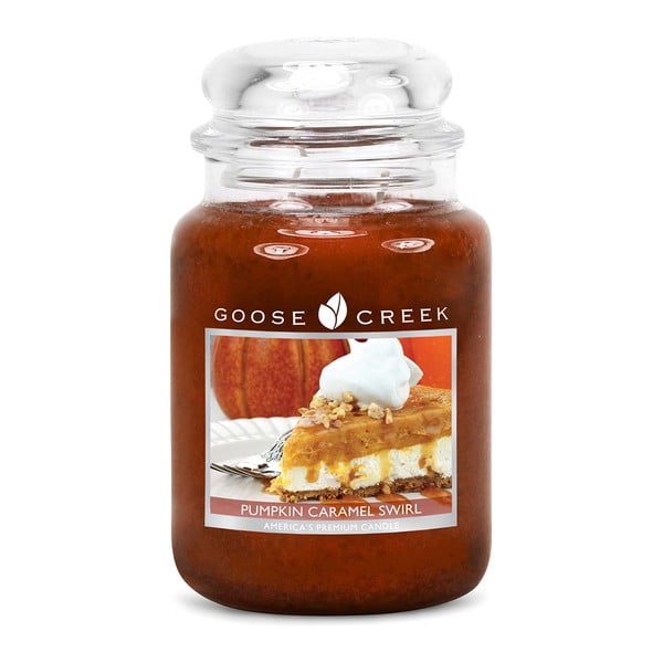 Vonná sviečka v sklenenej dóze Goose Creek tekvicovo-karamelový dezert, 150 hodín horenia