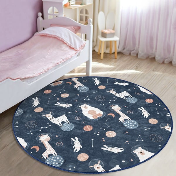 Tmavomodrý detský koberec ø 120 cm Comfort – Mila Home-image-1