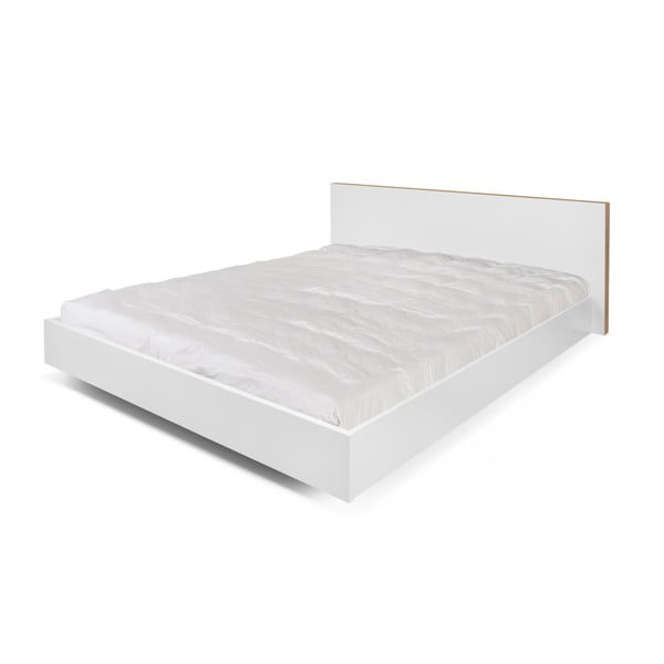 Biela posteľ s hnedými hranami TemaHome Float, 160 × 200 cm