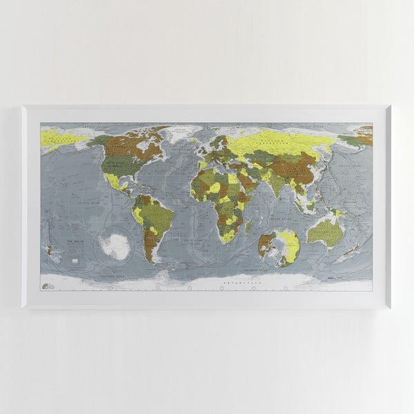Zelená mapa sveta v priehľadnom puzdre The Future Mapping Company Colour Map, 130 × 72 cm