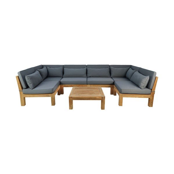 Sivá záhradná lounge súprava z teakového dreva pre 6 osôb Aruba - HSM collection
