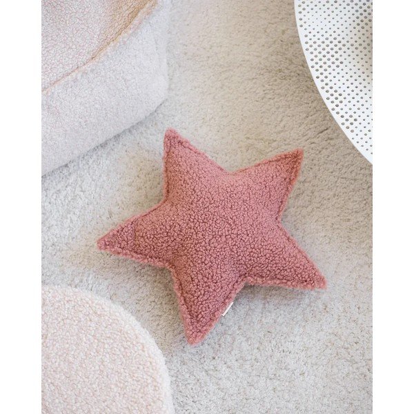Ružový detský pohovkový vankúš z textílie buklé Star – Wigiwama-image-2