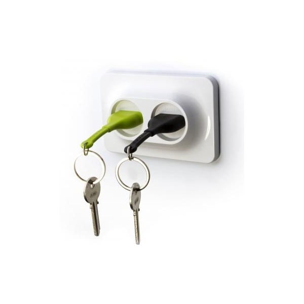 Vešiačik na kľúče so zelenou a čiernou kľúčenkou Qualy Double UnPlug