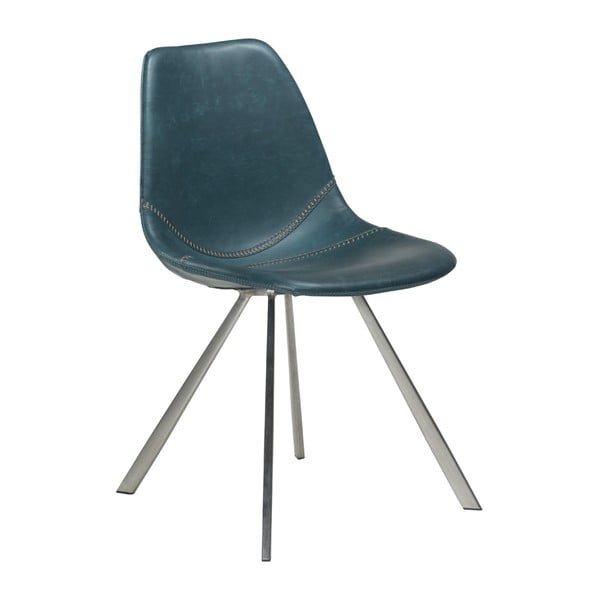 Modrá jedálenská stolička z eko kože s oceľovou podnožou DAN–FORM Denmark Pitch