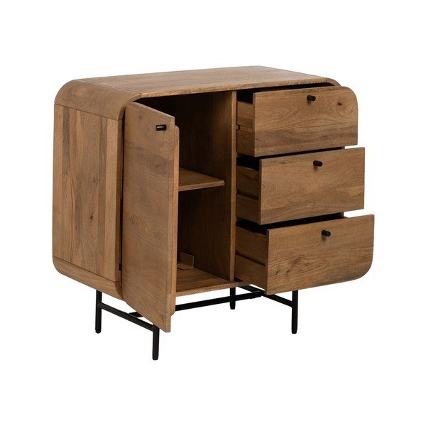 Hnedá komoda z mangového dreva 80x80x40 cm Kaya – Ixia-image-2