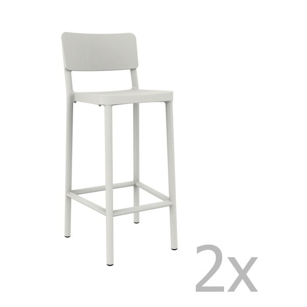 Sada 2 bielych barových stoličiek vhodných do exteriéru Resol Lisboa, výška 102,2 cm