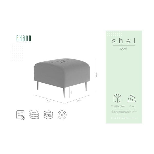 Tmavozelený zamatový puf Ghado Shel-image-3