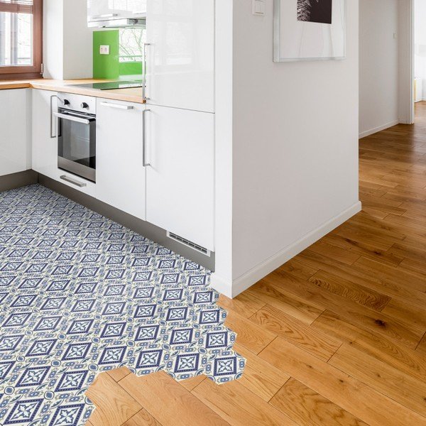 Sada 10 samolepiek na podlahu Ambiance Floor Stickers Hexagons Leonardina, 40 × 90 cm-image-1
