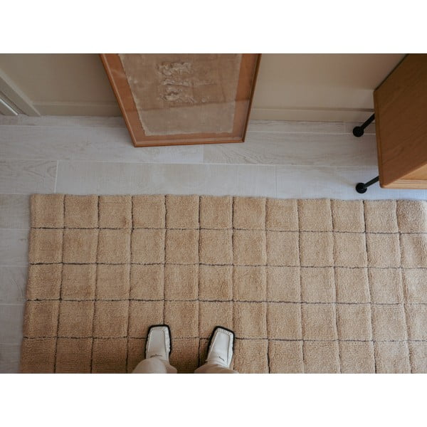 Ručne tkaný vlnený behúň jantárový 80x230 cm Mosaic Amber – Lorena Canals-image-1