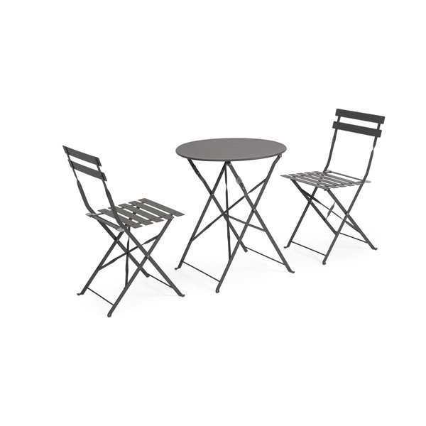 Antracitová oceľová záhradná jedálenská súprava pre 2  Austin – Bizzotto-image-2