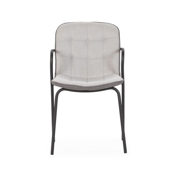 Svetlosivá čalúnená jedálenská stolička s podrúčkami Angie – Marckeric-image-2