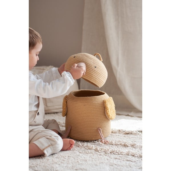 Žltý látkový detský kôš na hračky ø 25x30 cm Charlie the Chicken – Lorena Canals-image-4