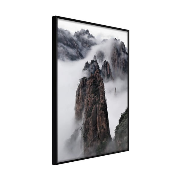 Plagát v ráme Artgeist Clouds Pierced by Mountain Peaks, 40 x 60 cm
