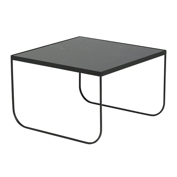 Čierny konferenčný stolík s doskou v dekore mramoru 60x60 cm Gorm – Villa Collection