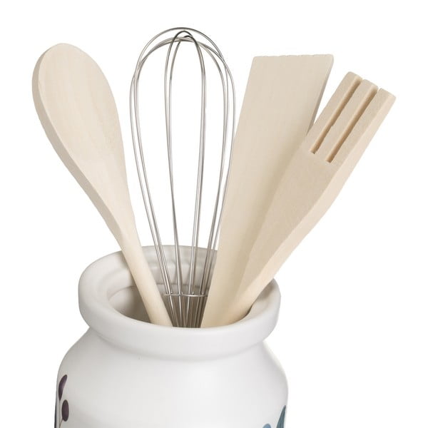 Drevená súprava kuchynského náčinia 4 ks so stojanom Berries – Casa Selección-image-3