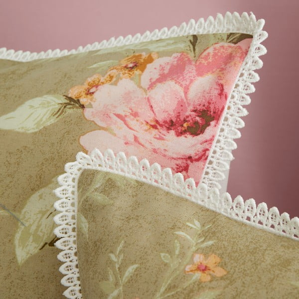 Bielo-zelené obliečky na jednolôžko 135x200 cm Penelope Floral – Catherine Lansfield-image-4