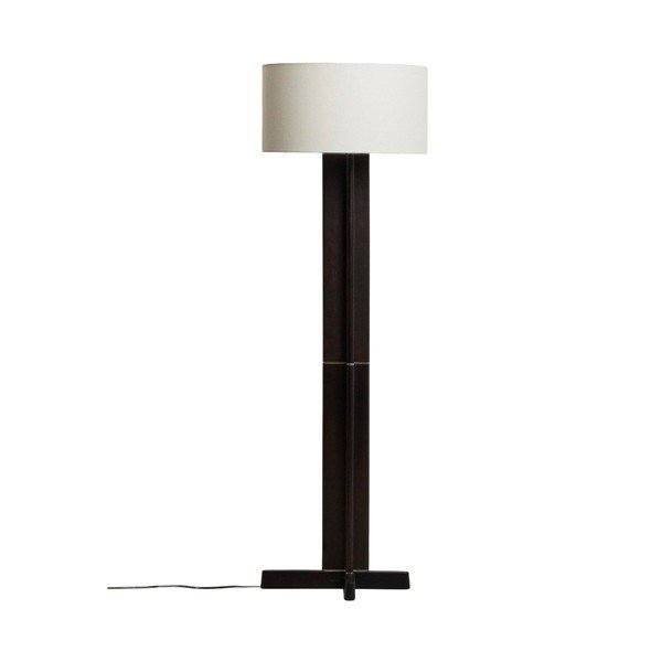 Biela/tmavohnedá stojacia lampa s textilným tienidlom (výška  150,5 cm) Niani – Kave Home