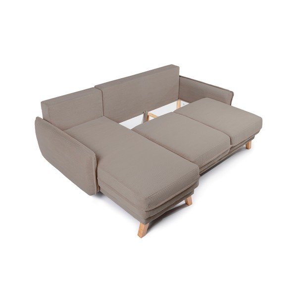 Taupe menčestrová rozkladacia/s úložným priestorom rohová pohovka Tori – Bonami Selection-image-4
