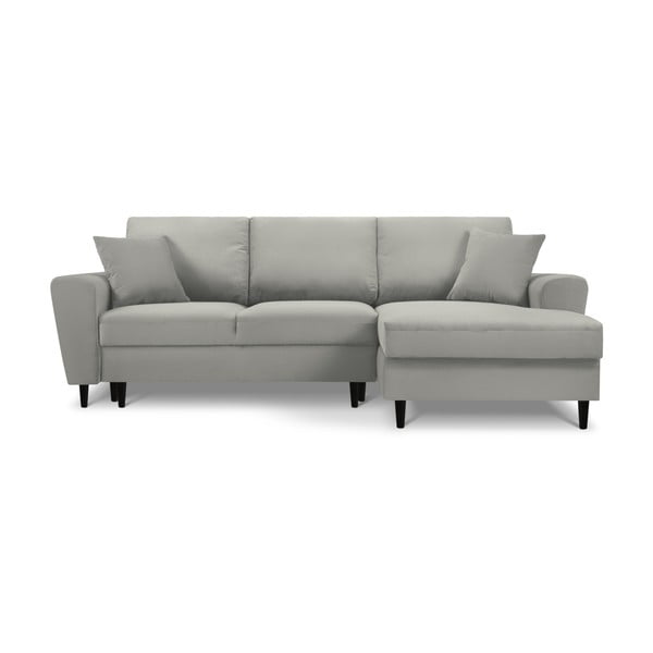 Svetlosivá menčestrová rozkladacia/s úložným priestorom rohová pohovka (pravý roh/s leňoškou) Kyoto – Cosmopolitan Design