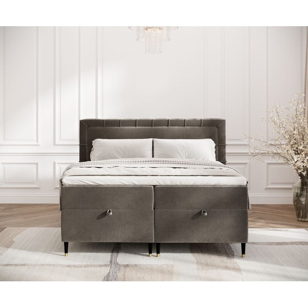 Tmavosivá boxspring posteľ s úložným priestorom 180x200 cm Voyage – Maison de Rêve-image-4
